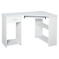 thumbnail image 1 of HOMCOM L-Shaped Corner Computer Desk w/ 2 Shelves Keyboard Tray White, 1 of 10