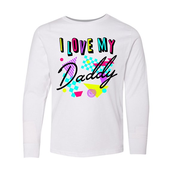 Inktastic I Love My Daddy- 80s Retro Style Long Sleeve Youth T-Shirt