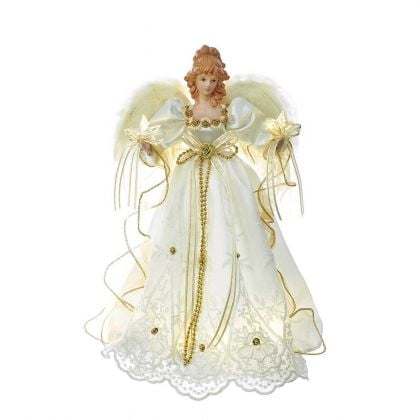 UPC 086131397431 product image for Kurt Adler 14-Inch Battery-Operated Ivory and Gold LED Angel Treetop | upcitemdb.com