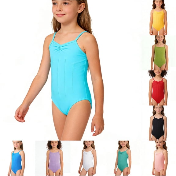 ZXLBBD Girl's Backless Tank Leotard for Ballet Dance Performance Gymnastics Practice Stretchy Comfort Solid Color Bodysuit Casual Outdoor,Mint Green,Size 8 Y-9 Y