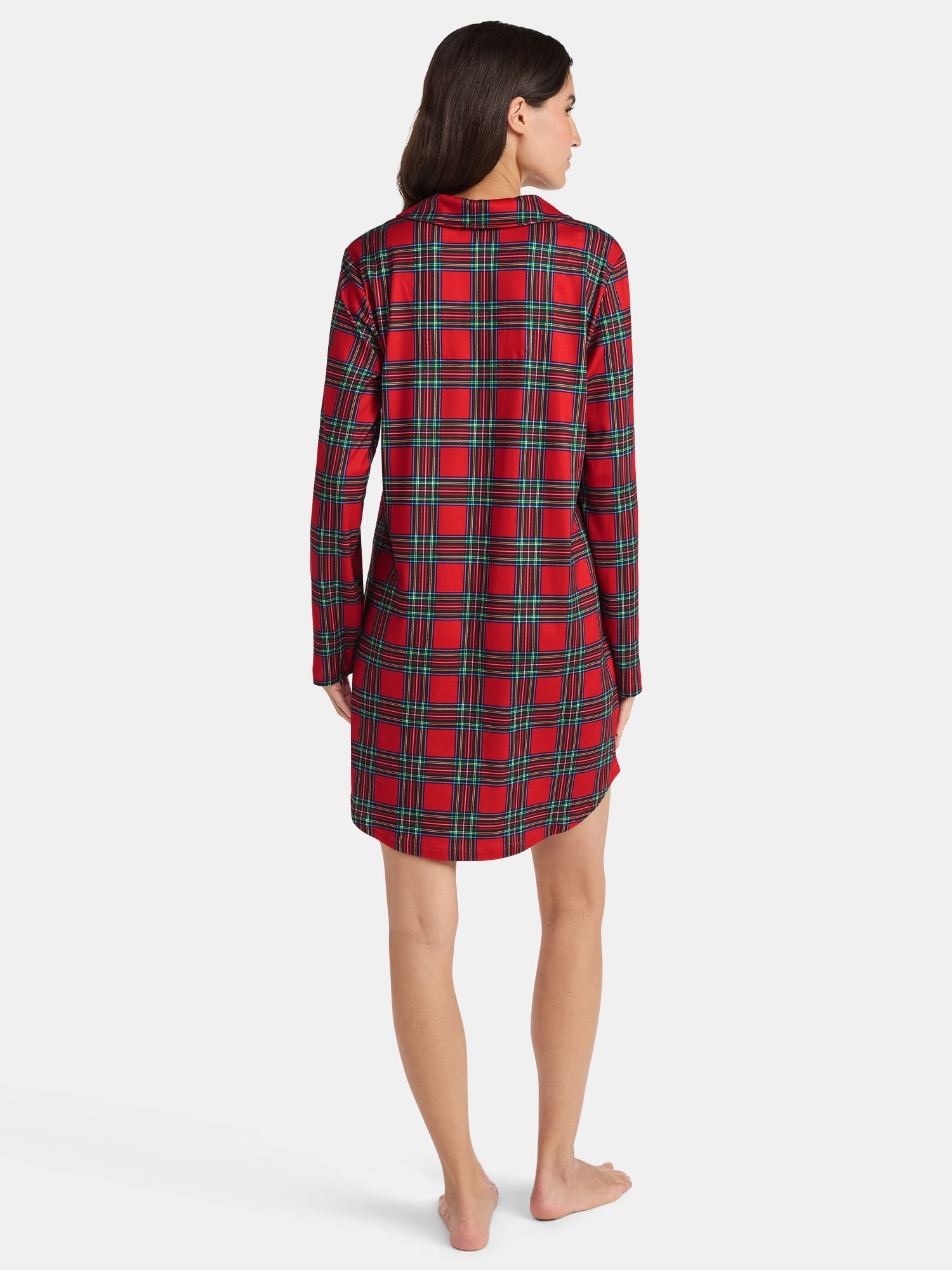 Martha Stewart Everyday Women's Notch Collar Sleepshirt with Long Sleeves, Sizes S-XXL