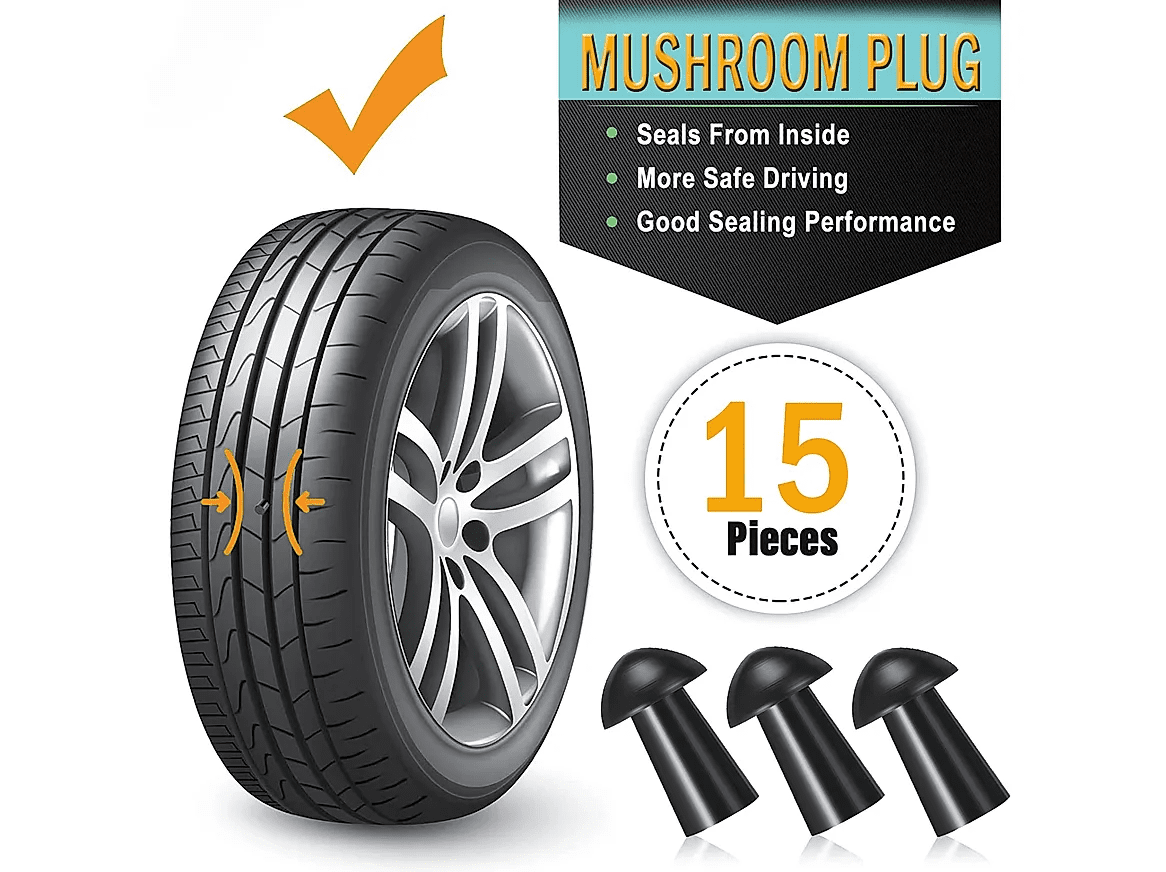  GRAND PITSTOP Tubeless Tire Puncture Repair Kit for Motorcycle  and Cars with 6 Mushroom Plugs : Sports & Outdoors