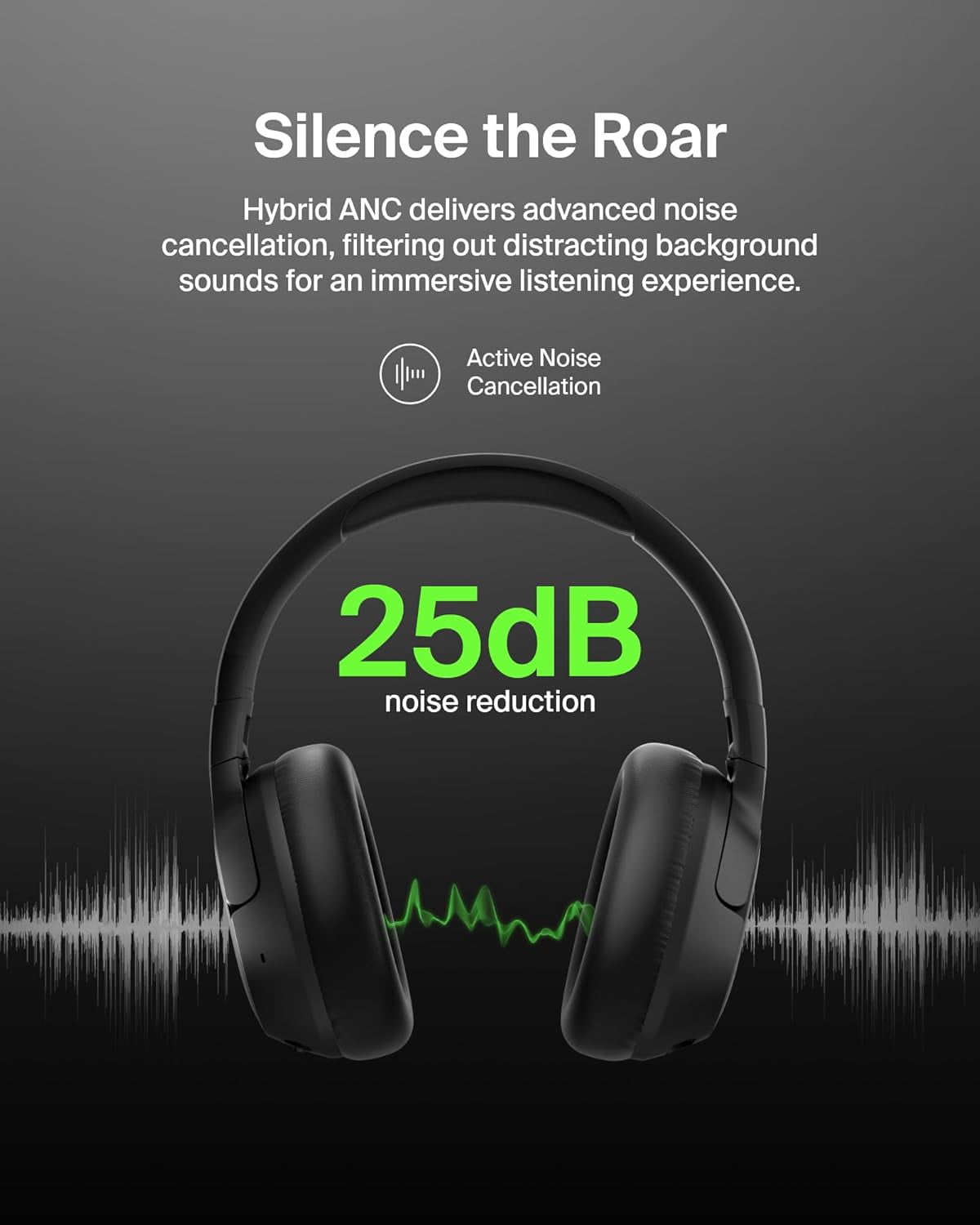 Belkin SoundForm Isolate Bluetooth Over-Ear Headphones - Hybrid Active Noise Cancelling Headphones - Wireless w/ 60H Playtime, Fast Charging & CloudCushion Ear Cups for Travel, Home, Office - Black