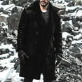 thumbnail image 2 of Hfyihgf Mens Winter Coat Warm Thick Fleece Lined Parka Notch Collar Button Up Long Trench Jacket Casual Outdoor Overcoat Plus Size with Pocket(Black,S), 2 of 6