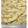 thumbnail image 1 of Soimoi Beige Crepe Silk Fabric Cheese Slice & Rats Kids Print Fabric by the Yard 42 Inch Wide, 1 of 3