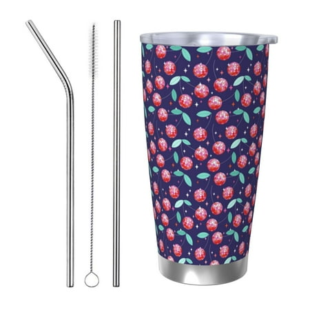 

Coaee Cool Mirror Cherries for 20oz Insulated Kettle Water Bottle For Running Hiking Cycling Climbing Men S Woman Insulated Water Bottle-Straw Three-piece Set