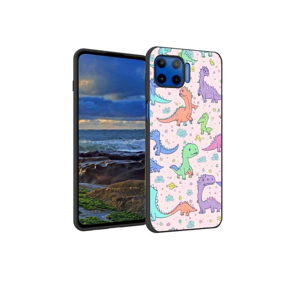 Compatible with Moto One 5G Phone Case, Cute-Dinosaur-T-Rex-Dino50 Case Men Women, Flexible Silicone Shockproof Case for Moto One 5G