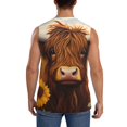 thumbnail image 4 of Balery Countryside Sunflower Cow Camisetas sin mangas para hombre, absorbe la humedad y protege contra el mal olor.-Large, 4 of 7