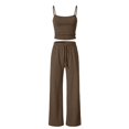 thumbnail image 5 of Women's Ribbed Tank Top and Oversized Wide Leg Pants Set, Soft Casual Loungewear Two Piece Outfit with Drawstring Waist, Relaxed Lazy Style Home Wear Suit for Daily Lounge and Casual Wear Coffee, 5 of 7