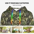 thumbnail image 4 of Fotbe Green Skulls Pattern Womens Long Sleeve Hoodie, Pullover Hooded Sweatshirt, Kangaroo Pocket Hoodie with Eye-catching Drawstrings-Medium, 4 of 7
