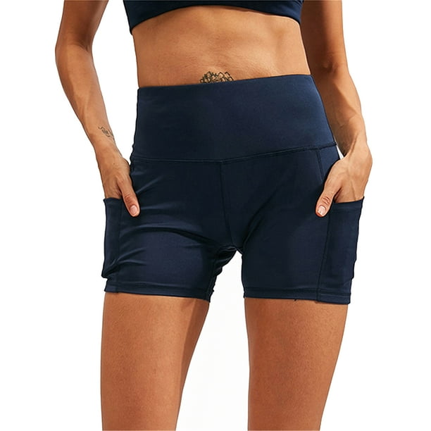 Aunavey - Aunavey Women's Compression Shorts Yoga Sports Side Pockets High  Waist Workout Running Shorts Pants - Walmart.com - Walmart.com