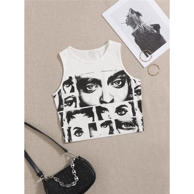 High Street Style Y2K Figure Graphic Crop Top Mujer Ropa de verano Moda coreana Sin mangas Tank Top Camiseta Streetwear 2022 Tan Jianjun unisex