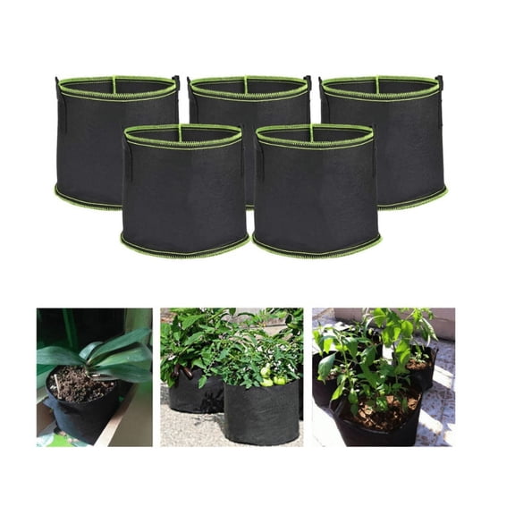 Topboutique Grow Bags (5 Pcs) – For Tomatoes, Potatoes and Vegetables – 3 Gallons Soft-sided Plant Pots – Plastic Reusable Potato Growing Bags