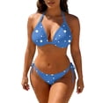 thumbnail image 2 of Swimsuit Bikini, Womens Bikini Swimsuits, 2 Piece Swimsuit for Women, Women Polka Dot Bikini Sets Sexy Halter String Triangle High Cut Cheeky 2 Piece Bathing Suit, Sky Blue XXL, 2 of 5