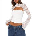 thumbnail image 1 of Top Corto de Encaje Transparente con Retazos para Mujer, Estilo Y2K, Cuello Alto, Larga Acampanada, Corte Entallado, para Salir A Discotecas y Clubes Nocturnos. L, 1 of 7