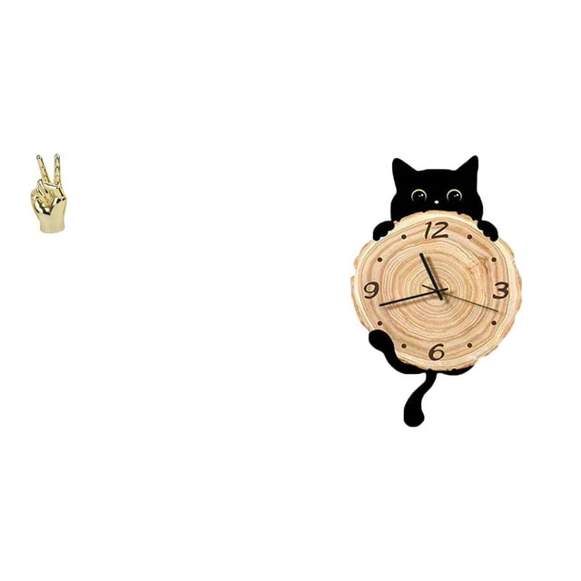 Escultura de estatua,Estatuas y figuras con gestos de los dedos de la mano,Reloj de pared,Reloj de pared decorativo para baño y dormitorio.,Reloj de pared de gato silencioso y sin tictac,regalo