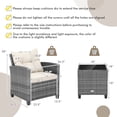 thumbnail image 3 of Costway 3PCS Patio Rattan Furniture Bistro Set Cushioned Sofas Side Table Armrest Beige,Mix Gray, 3 of 10