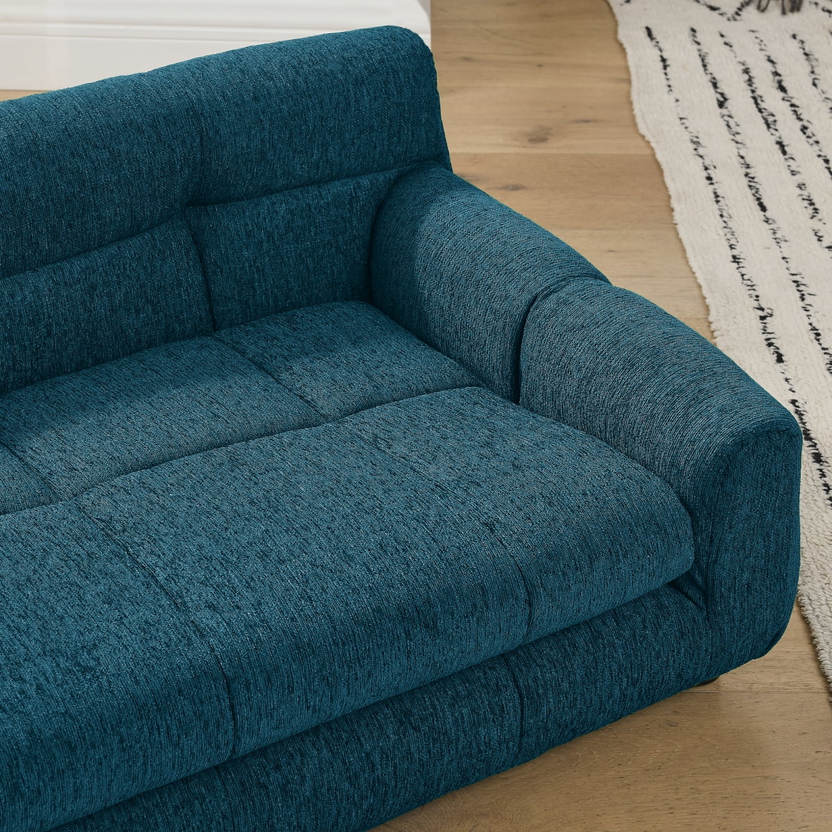 Dog Sofa for Large Dogs, Orthopedic Pet Couch with Backrest and Armrests, Soft Linen Pet Bed for Medium Dogs, Modern Rectangular Pet Furniture, Blue