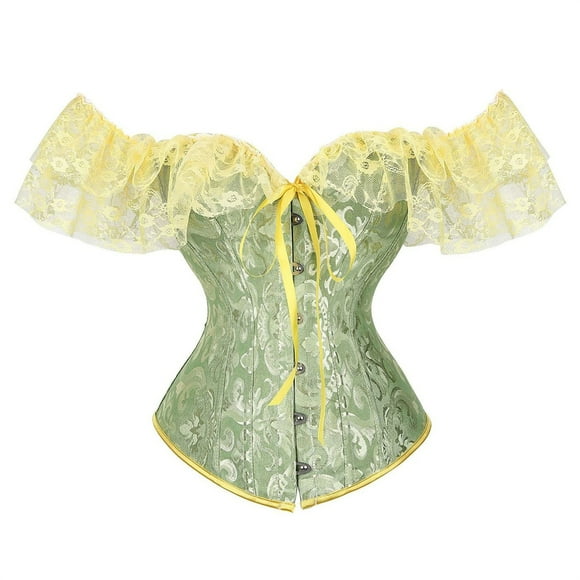 SNOWSONG Women's Floral Lace Strapless Corset Boned Corset Shapewear Underwear Tops Bodyshaper Clearance! 1PC Underwear Green S