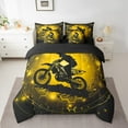 thumbnail image 2 of Feelyou Modern Speed Sports Bedding Comforter Set 7pcs, Extreme Motorcycle Queen Bedding Sets, Glitter Gold Honeycomb Reversible Queen Sheet Sets, Lightweight Room Decor, 2 of 8