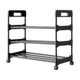 thumbnail image 2 of Movable Three-Tier Shoe Rack with Wheels, Space-Saving Shoe Storage Cabinet for Bedroom Closet or Entryway, Under-Table Organizer for Boots and Sneakers, Ihhxbz | Black, 2 of 9