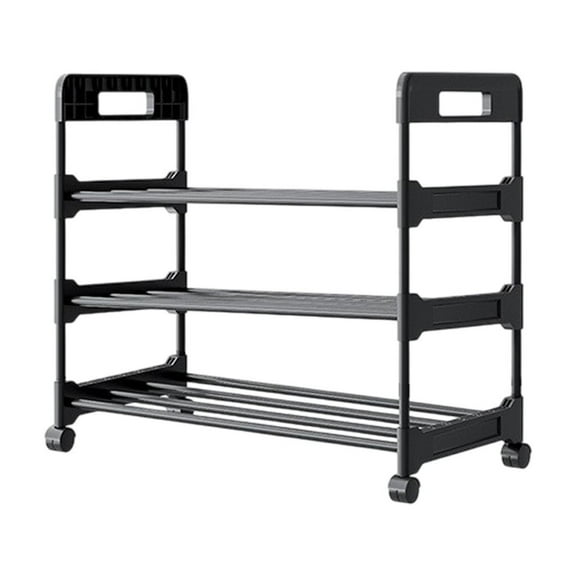 Shoe Rack With Wheels Movable Shoe Rack Organizer Three Tier Shoe Storage Cabinet for Everyday Items Suitable for Bedroom Closet Entryway Living Room, 18"x 11"x 24"