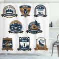 thumbnail image 1 of Ambesonne Hunting Shower Curtain, Shield Set, 69"Wx84"L, Dark Blue White Brown, 1 of 3