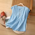 thumbnail image 2 of Gbobgt Women's Linen Tank Tops Sleeveless V Neck Casual Loose Fit Breathable Lightweight Summer Tops Sky Blue L, 2 of 4