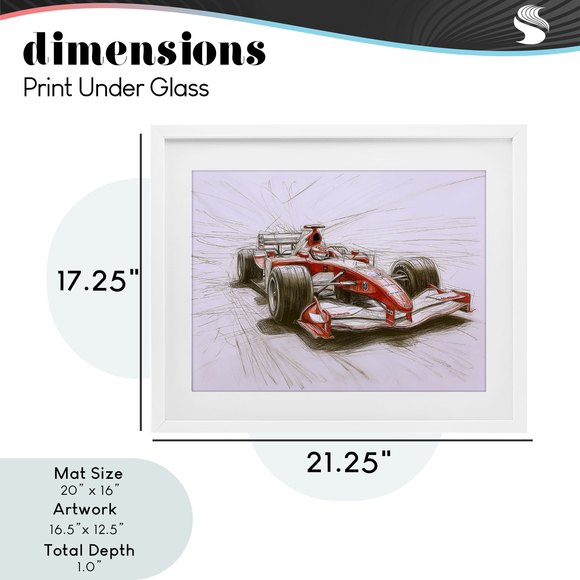Stupell Industries Sketched Race Car Concept White Framed Print Under Glass, design by Steve Hunziker