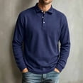 thumbnail image 3 of SGFCWSX Mens Long Sleeve Shirt, Casual Business Button-Down Collar Top with Half-Button Placket Navy Size M, 3 of 8