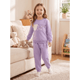 thumbnail image 3 of PatPat Girls Clothes Toddler Sweatshirts 2 Piece Top & Pants Kids Long Sleeve Fall Pullover and Joggers School Outfits Sets, Purple, 4-5 Years, 3 of 13
