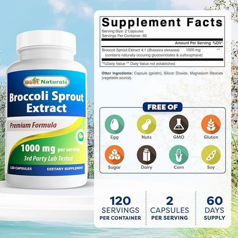 broccoli sprouts glutathione Best Naturals Broccoli Sprouts Extract, 1000 mg, 120 Capsules
