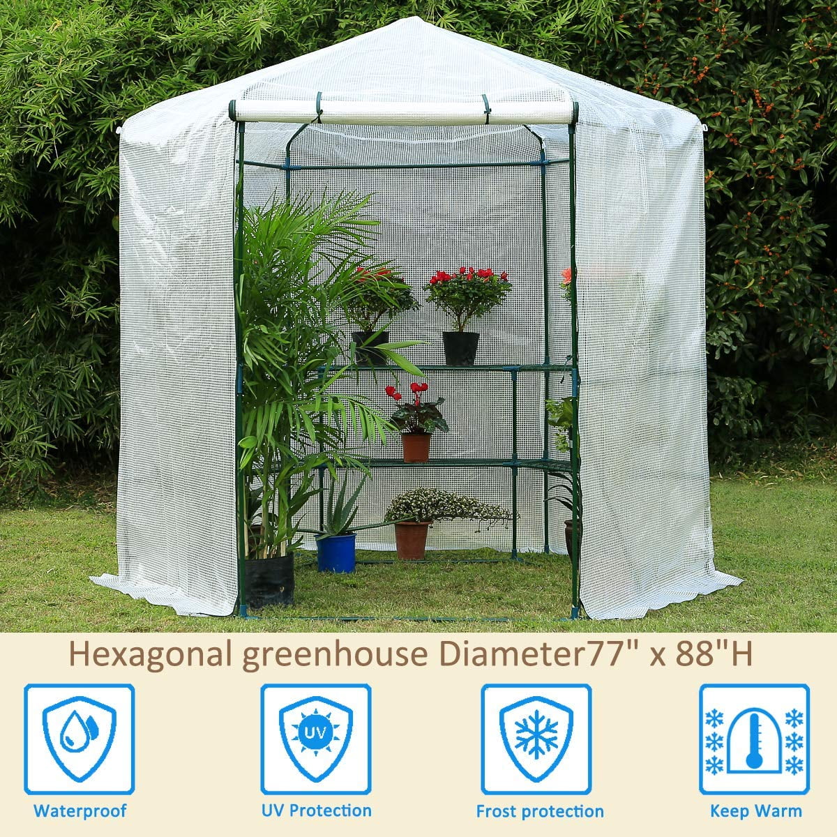 Large Greenhouse Walk-In Green House Plant Gardening UV Sunshade Mesh Outdoor 