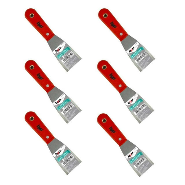 6pz Espatula Acero Flexible Mango Plastico 3'' rojo 8.5x1.7x20
