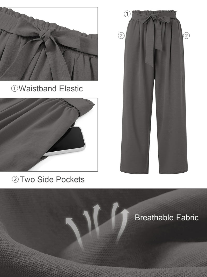 SHOWMALL Plus Size Women's Wide Leg Pants with Pockets Dark Gray