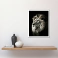 thumbnail image 2 of Lion Head Portrait Dramatic Photograph Strong Leo Dark Atmospheric Light Art Print Framed Poster Wall Decor 12x16 inch, 2 of 5