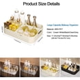 thumbnail image 7 of ABPETE Large Capacity Makeup Organizer,12 Slots Makeup Brush Holder,Makeup Storage with Handle,Vintage Striped Cosmetic Organizer for Bathroom Countertops,Desk Storage Container(Cream), 7 of 7