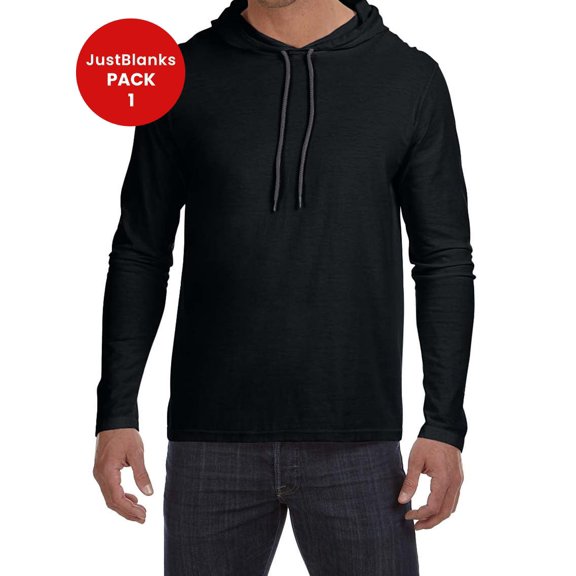 JustBlanks 100 Combed Ring Spun Cotton Long Sleeve Hooded T Shirt