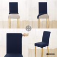 thumbnail image 4 of Deconovo - Funda elástica a rayas para silla de comedor, extraíble, corta, de jacquard, para boda, juego de 4, azul marino, 4 of 7