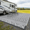thumbnail image 3 of LUOVEN 9x12 Outdoor Rug Waterproof Reversible Plastic Straw Carpet for Patio, Deck, RV, Camping, Porch, Backyard, Boho Grey, 3 of 8