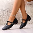 thumbnail image 6 of Womens Mary Jane Shoes Low Block Heel Square Toe Adjustable Buckle Strap Comfortable Retro Classic Flats for Work & Daily Wear, Black,Size 6, 6 of 9