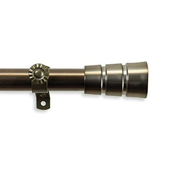 Asian Fusion Curtain Rod - 48 to 84 Inch Antique Brass Metal Rod with Finials