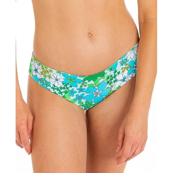 Hurley Junior's Floral Print Cheeky Swim Bottoms Swimsuit Blue Size Large