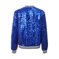 thumbnail image 3 of Alvivi Kids Girls Sequin Baseball Bomber Jacket Coat Sparkly Long Sleeve Zipper Blazer Jackets Royal Blue 12, 3 of 7