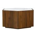 thumbnail image 3 of Christopher Knight Home Hexagonal Rustic Coffee Table with Hidden Drawers, White Marble Top, Walnut Finish, 3 of 9