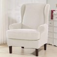 thumbnail image 3 of 2 Piece Stretch Wingback Chair Cover Jacquard Wing Chairs Slipcover with Elastic Bottom White One Size, 3 of 8
