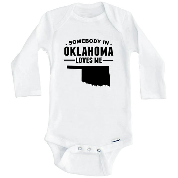 Somebody In Oklahoma Loves Me One Piece Baby Bodysuit - Oklahoma Baby Bodysuit (Long Sleeve), 0-3 Months White