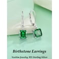 thumbnail image 4 of VESITIM Square Dangle Drop Earrings Sterling Silver Solitaire Leverback Earring 7MM Princess Cut May Emerald Birthstone Jewelry for Women, 4 of 7