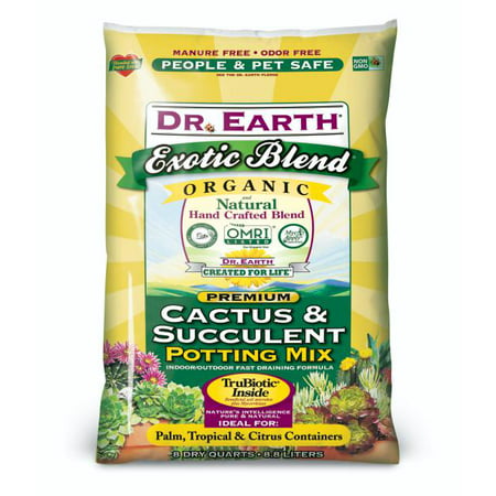 Dr. Earth Organic & Natural Exotic Blend Cactus & Succulent Potting Mix, 8 (Best Fertilizer For Succulents)