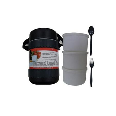Insulated lunch canister with containers and cutlery - Pack of 2